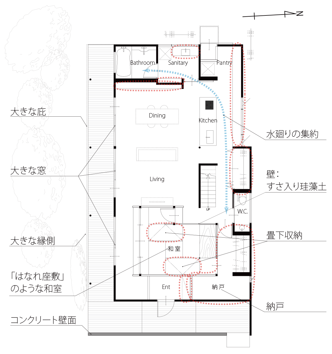 瓦の家 1F平面図